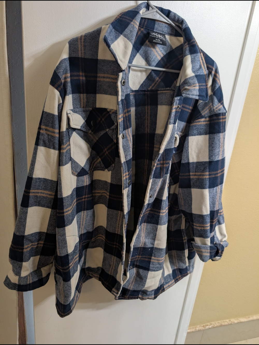 Men's Blue & White Plaid Button-Up Jacket